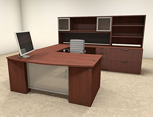 6pc U Shape Modern Contemporary Executive Office Desk Set OF-CON-U37