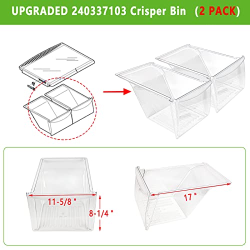 Alvar [2 Pack] Upgraded 240337103 Crisper Bins Drawers Replacement For Frigidaire Kenmore,Crosley,White Westinghouse Refrigerator,Fridge Replacement Drawers For 240337102,240337105,240337107,240337108 #TOP1