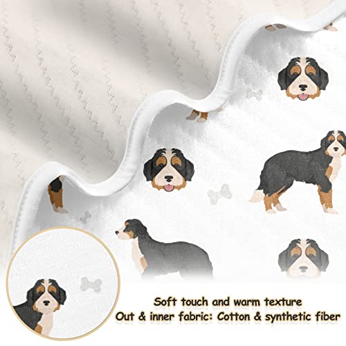 Image of Swaddle Blanket Bernedoodle Dog Cotton Blanket for Infants, Receiving Blanket, Lightweight Soft Swaddling Blanket for Crib, Stroller, Nursery Blankets, 30X40 in