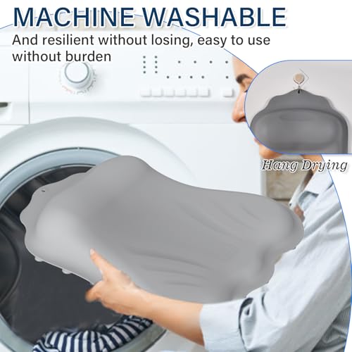lomonmen Badewannenkissen,Badekissen,Ergonomisches Nackenkissen Badewanne,Badewannenmatte mit Kissen Saugnäpfen für Badewanne,Spa,Einweichen (grau)