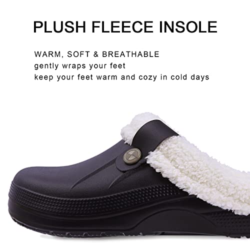 Shevalues Unisex Winter Fur Lined Clogs Garden Shoes Waterproof Indoor Outdoor House Slippers For Women thumb #2