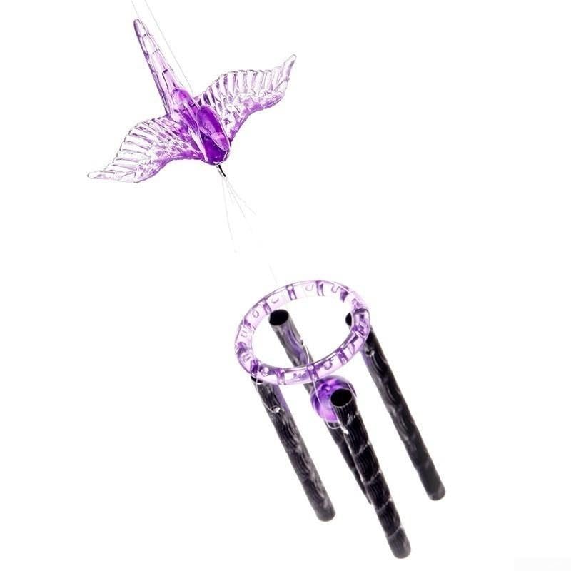 Honseadek Kunststoff-Windspiel mit Metallrohren für den Außenbereich, Garten, Hof und Heimdekoration, 40 cm, hängendes Windspiel mit Kranich-Design, Glücks-Ornament für