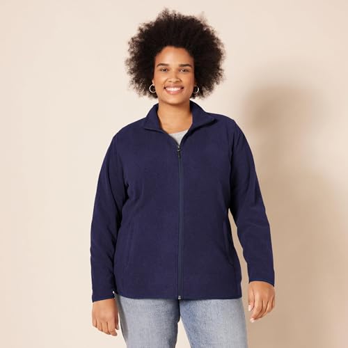 Amazon Essentials Damen-Fleecejacke, Klassische Passform, Durchgehender Reißverschluss, Fleecejacke (erhältlich in Übergröße), Marineblau, Größe XL