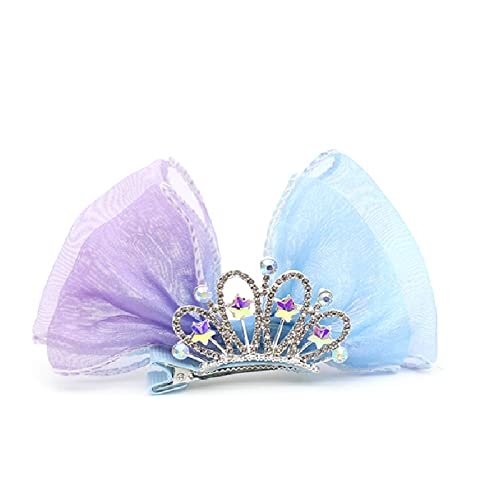 Hot&Sattion 2 Pack Bow Hair Clips For Girls, Crown Shaped Kids Hair Barrettes, Cute Hair Clips Metal Snap Hair Pins Sparkly Hair Styling Accessories For Girls Kids #TOP5
