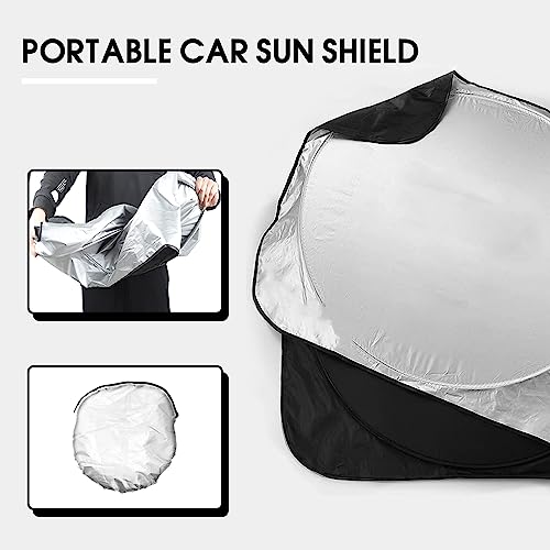Jegruda Car Windshield Sun Shade Foldable Car Front Window Sun Shield With Storage Pouch， Block Uv Rays, Protect And Cool Vehicle Interiors (59 X 28 In) #TOP3