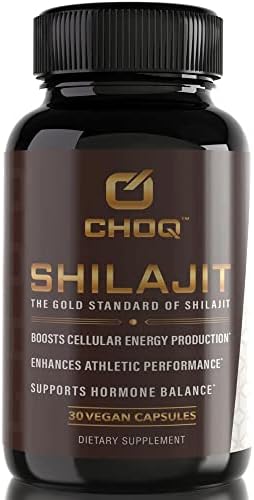 CHOQ® Shilajit - Over 50% Fulvic Acid, 500 mg Vegan Capsules, Energy, Brain, Focus, Collagen, Hormones, Mitochondrial Function, Urolithin A, Lab-Tested