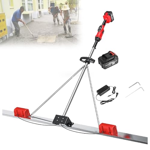 VzxCrue Livellatore in Acciaio Inox Elettrico Cordless Massetto Cemento Finitura Macchina Vibrante Un Pulsante di Avvio, Pannello in Acciaio Inox per Pavimenti in Calcestruzzo 1Batteries-1.5M