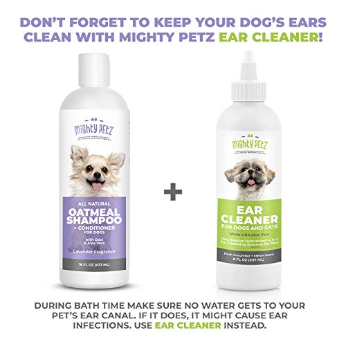 Mighty Petz 2-In-1 Oatmeal Dog Shampoo And Conditioner – Dog Shampoo Sensitive Skin For Dog's Itchy Dry Skin With Soothing Aloe Vera + Baking Soda + Ph Balanced. Get Smelly Dogs Coat Fresh, 16 Oz #TOP5