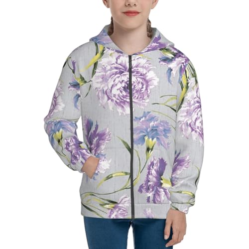 Beautiful Flowers Kid Hoodies Boys Zip Up Sweatshirts Girls Pullover with Pocket3