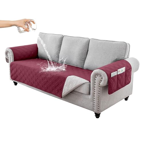 RAPRAP Sofa Cover 3 Seater 100% Waterproof Sofa Protector with Side Pockets for Kids Pets, Dogs