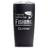 Lifetime Creations Engraved Personalized Fishing Stainless Steel Tumbler with Lid 20 oz (Black): Fis