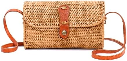 Novum Crafts Round Rattan Bag for Women - Handmade Ata Wicker Wov...