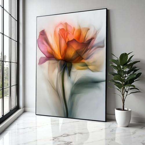 Toile de fleur abstraite artistique de qualité supérieure pour décoration élégante 60x80cm