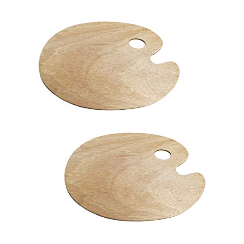 Paleta de pintura al óleo de madera con agujero para el pulgar, bandeja de pintura lisa ovalada para pintores manualidades Cover