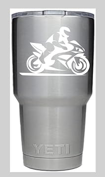 Custom Decal Car for Sportbike Rider Motorcycle Side View for Car, Truck, Funny, Tumbler, Window, Motorcycle, Helmet, Bumper, Decal for Laptop, Phone, Home Decoration / 4 in x 5 in/White