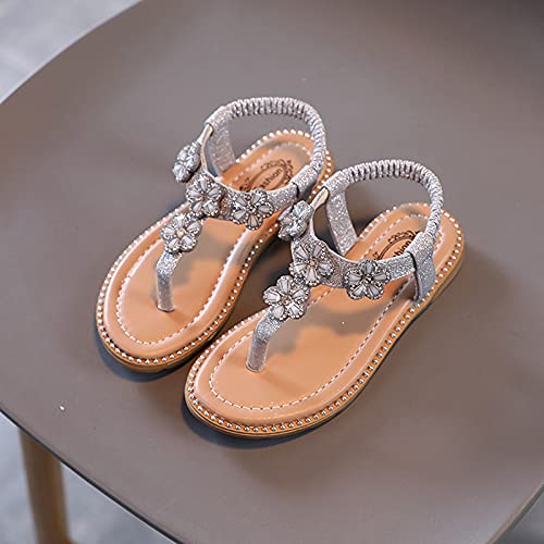 Kids Sandals Flip Baby Sandals Crystal Toddler Girls Infant Bling Kids Floral Flop Shoes Girl's Shoes (Silver, 6 Toddler)4