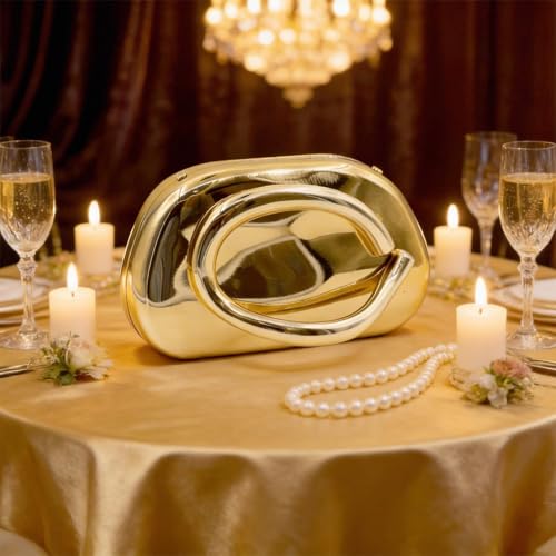 Women's Gold Acrylic Clutch Purse, Hard Shell Envelope Evening Bag with Removable Chain Strap for Wedding Cocktail Party Formal Dinner, Party Purses for Women by RonFoxi - Used condition - Image 7