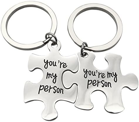 JJTZX You Are My Person Grey's Anatomy Inspired Wire Bangle Charm Expandable Bracelet Puzzle Piece Keychains(Puzzle keychain)