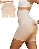 PAUKEE Padded Underwear for Women Butt Lifting Panties Tummy Control Shapewear Built-in Butt Pads for Bigger Butt Beige