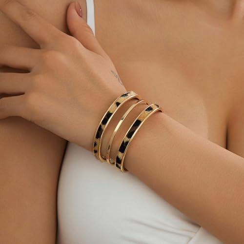 Gold Leopard Bangle Bracelet for Women, 18K Gold Plating Dainty Cuff Bracelets for Women Birthday Gift Gold Leopard Bangle Bracelet for Women, 18K Gold Plating Dainty Cuff Bracelets for Women Birthday Gift - Image 2