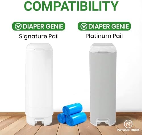 90 Refill Bags Compatible with Diaper Genie Easy Roll, Signature & Platinum Pail, Multi-Layer Odor Lock, Extra Thick Disposable Diaper Pail Refills - 3