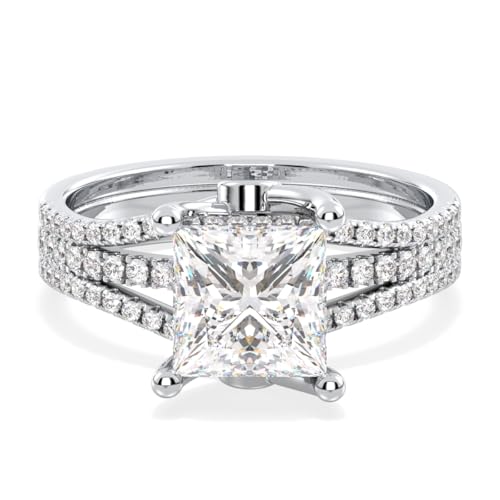 Certified 1.7 - 2.04 Carat Moissanite Engagement Ring for Women, VVS1 Clarity, D Color, 925 Sterling Silver 18K White Gold Rhodium Plating Solitaire Bridal Ring for Wedding, Anniversary, Mother’s Day2