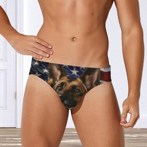 American Flag German Shepherd Mens Swim Briefs Sexy Bikini Swimwear Print Swimsuit Bathing Suit Beach Shorts Underwear3
