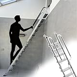 Escalera Escamoteable Escalera Plegable para Loft para Casas Pequeñas, Escaleras de Emergencia para Ventanas de Sótanos(8 Steps 1.8-2.2m (70.9-86.6"))