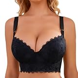 Supportive Push Up Bra - Smoothing Comfort Bra(Black,38C)