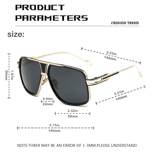 Image of Aviator Sunglasses for Men Retro Fashion Gold Oversized 70s shades | Disco Party Casual Lentes De Sol Hombre Large Big Designer 70s Outfits Sun Glasses Cool Metal Vintage Stylish Tinted Eyewear