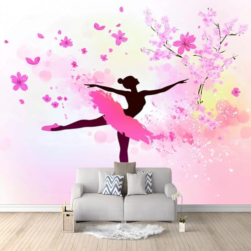 Papel pintado Panorámico bailarina ballet dibujos animados cerezo 250 x 175 cm – papel pintado no tejido – Tapiz de pared para dormitorio, sala de estar, dormitorio infantil, decoración de pared