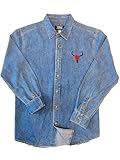 CHICAURA Shirt Men Shirts Denim Mens Long Sleeve Cowboy Western Jesus Rodeo Embroidered Black Clothing Jean Button Jacket