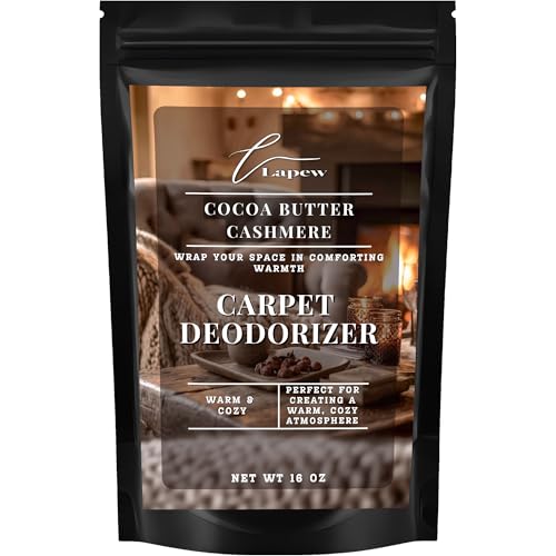 Lapew Cocoa Butter Cashmere Carpet Deodorizer Powder - Pet Safe Freshener for Vacuuming | Scented Odor Eliminator for Home | 16 oz