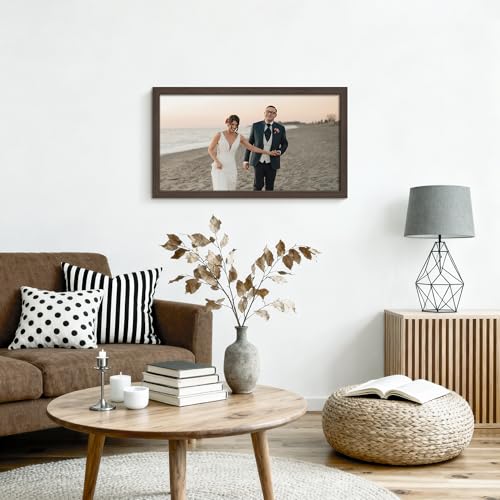 Image of DUENPY 14x26 Collage Picture Frame 4x6 Collage Picture Frame Displays Twelve 4x6 inch Photos Available Horizontal Wall Mounting Display and Vertical Walnut