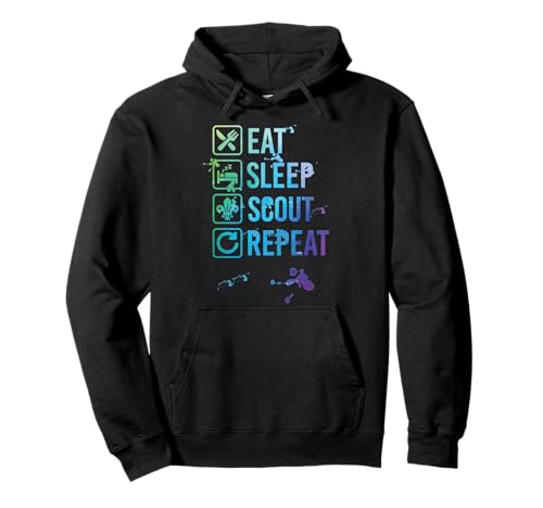 Scout Boyscout Eat Sleep Repeat Watercolor Gift camisola com capuz, Preto, Unissexo pequeno