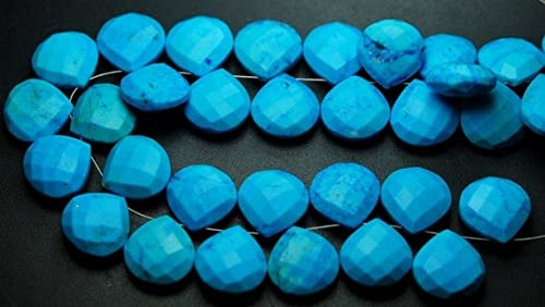 Blue turquoise faceted heart briolettes 14mm pour création de bijoux uniques