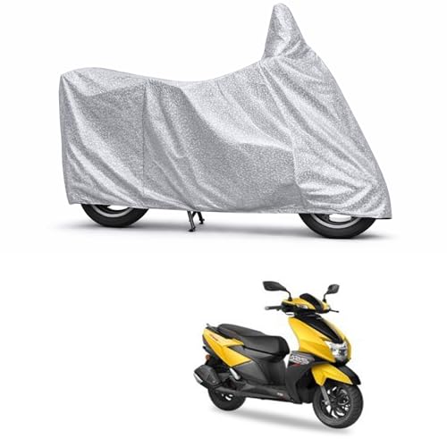 Image of 100% Waterproof Two Wheeler Body Cover Multi Layered Fabric Designed for TVS NTORQ | Belt Buckle Lock | Silver Mag