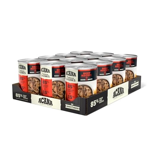 ACANA Premium Chunks in Bone Broth Grain-free Wet Dog Food Beef Recipe 12.8oz Cans (12 Count)