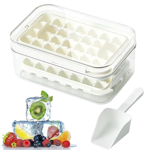 Cubiteras para Congelador | Envase Flexible Giratorio con Tapa - Moldes para Hacer Hielo | Para Cocina Congelador Comidas Bebidas Whisky Familiar