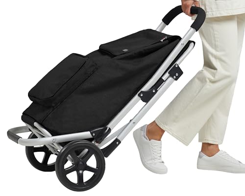 Bergs Aluminium Shopping Trolley with Seat (Black)