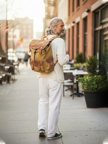 Image of The House of tara Canvas Backpack for Men & Women 27 Liters | Large Bag with Broad Adjustable Straps & 3 External Pockets | Spacious Casual Backpacks For College & Travel (Khaki Green)