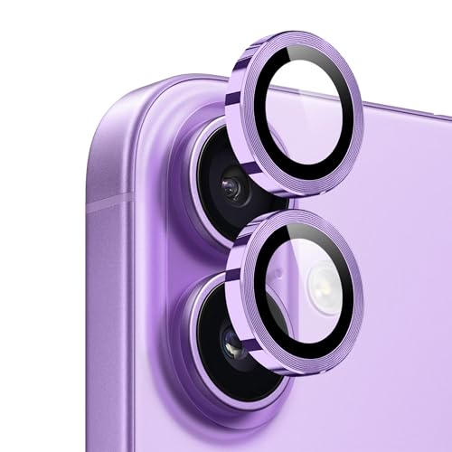 Image of amazon basics Camera Glass Lens Protector Ring for iPhone 17 Case Friendly with Edge to Edge Coverage and Easy Installation (Purple)