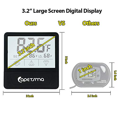 Aquarium Thermometer, C/F Switch Lcd Digital Fish Tank Thermometer With Large Clear Screen, Monitor Water Terrarium Temperature, No Messy Wires In Your Saltwater Freshwater And Reef Aquarium. (Black) #TOP2
