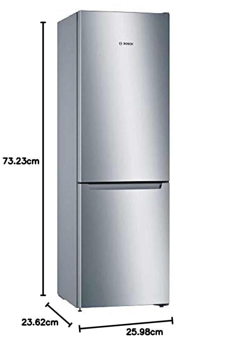 Bosch Electrodomésticos, Serie 2, Frigorífico combinado de libre posicionamiento, 186 x 60 cm, Inox look, KGN36NLEA