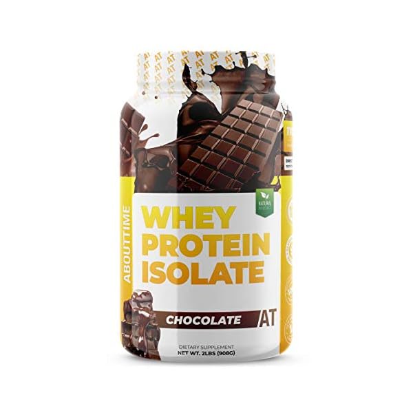 About Time Whey Protein Isolate Chocolate 2lb - 25g Protein, Non-GMO, 0g Fat, 0g Sugars, No Artificial Sweeteners, 32 Servings