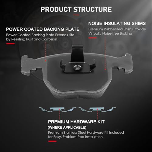 Image of cciyu D681 Professional Ceramic Front Brake Pads Set fit For BMW 530i,97-03 For BMW 540i,95 97-01 For BMW 740i,95-01 For BMW 740iL,00-03 For BMW M5,00-06 For BMW X5,03-05 For Land Rover Range Rover