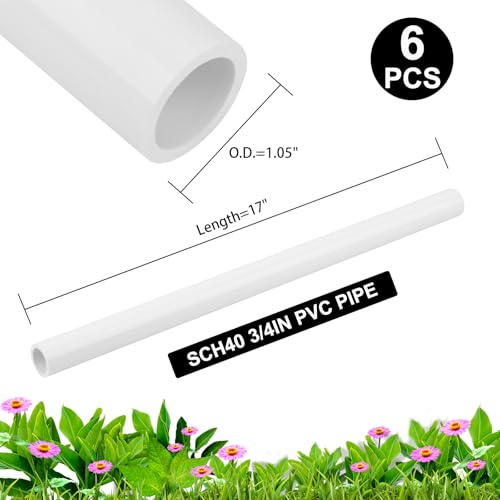 6Pcs 3/4 Inch PVC Pipe 17" Long Sch40 Industrial Pipes for Home DIY, Greenhouse, Garden, Farm, Workshop, Furniture Grade, White (0.75" x 17"L) - Image 4