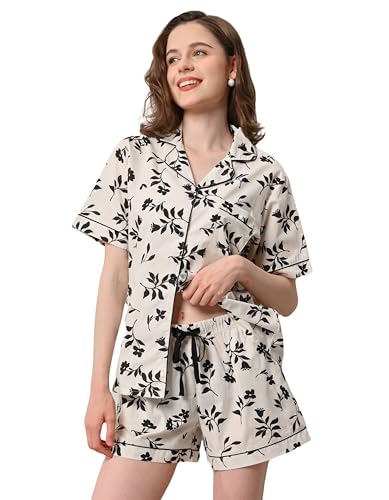 Image of NAP BOUND 100% Cotton Pajamas for Women 2 Piece PJs Set Long Sleeve Button Down Breathable Woven Sleepwear Loungewear XS-XXL