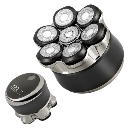 Carehabi Rasoir de Tête Chauve electriques pour Homme, IPX6 Étanche, Rechargeable, Interface Type-C, Tête Flottante Magnétique 7D, Nettoyage Facile, Autonomie de la Batterie Jusqu'à 120 Minutes