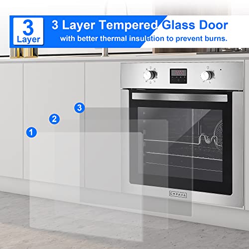 Empava Einbaubackofen, Backofen Autark 72L,Dampfbackofen, Oven 2800W, Einbaubackofen Ohne Kochfeld, Einbauherd, Backofen… – Bild 4